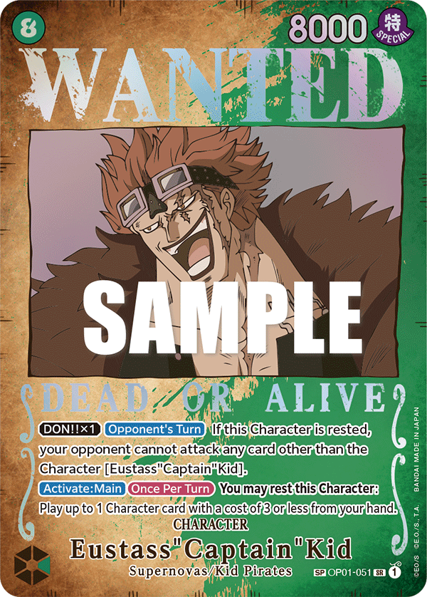 Eustass"Captain"Kid (Wanted Poster) · Pillars of Strength · カード番号OP01-051 · 英語 · 加工・状態は未確認