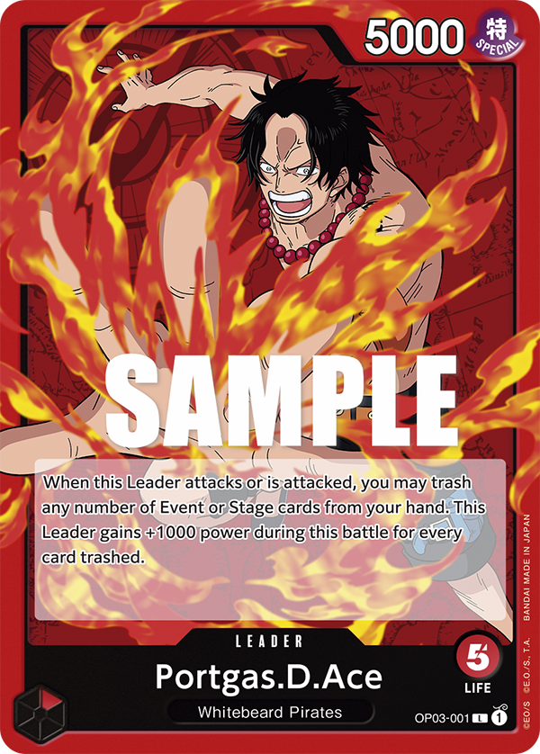 Portgas.D.Ace · Pillars of Strength · カード番号OP03-001 · 英語 · 加工・状態は未確認