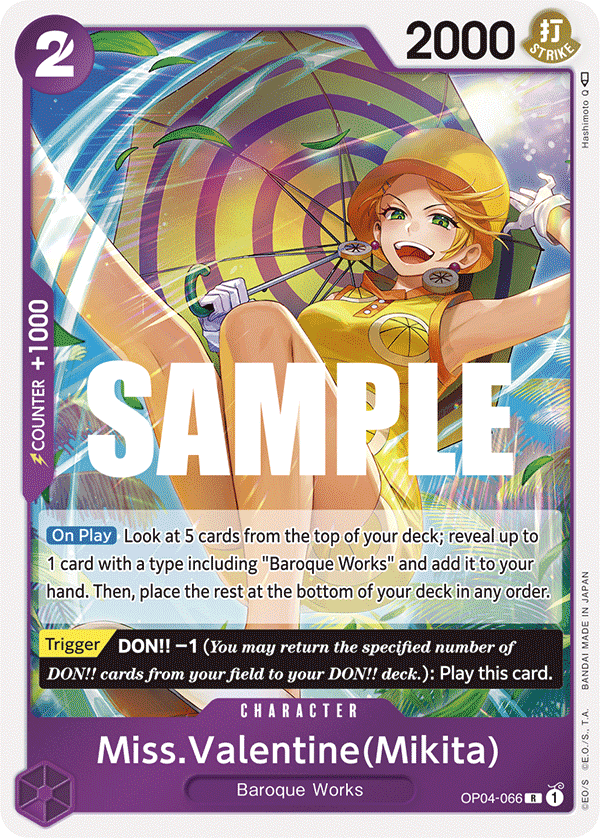 Miss.Valentine(Mikita) · Kingdoms of Intrigue · カード番号OP04-066 · 英語 · 加工・状態は未確認