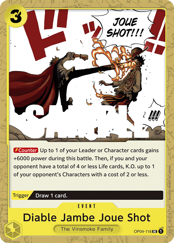 Diable Jambe Joue Shot · Kingdoms of Intrigue · カード番号OP04-116 · 英語 · 加工・状態は未確認