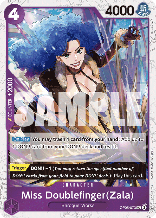 Miss Doublefinger(Zala) (Jolly Roger Foil) · Premium Booster -The Best- · カード番号OP05-073 · 英語 · 加工・状態は未確認