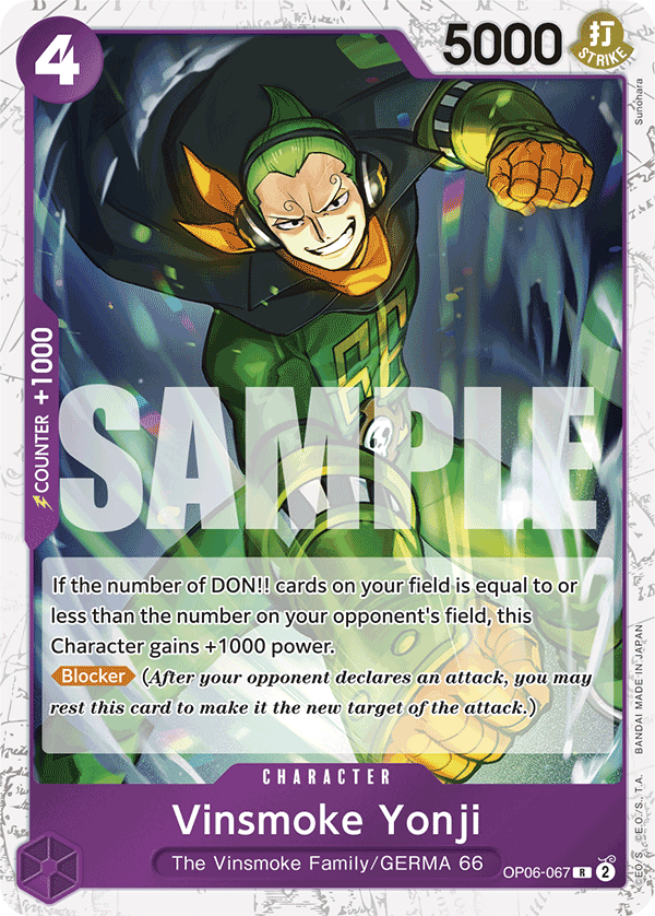 Vinsmoke Yonji (OP06-067) (Jolly Roger Foil) · Premium Booster -The Best- · カード番号OP06-067 · 英語 · 加工・状態は未確認