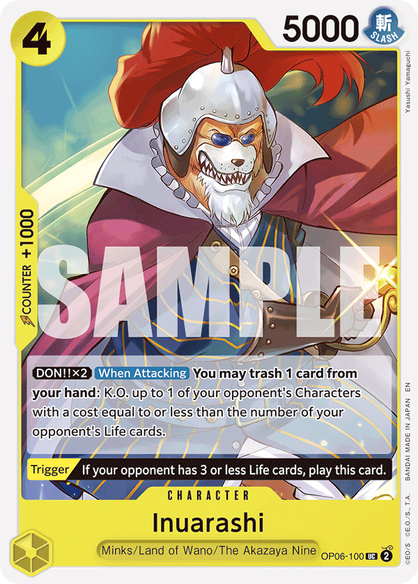 Inuarashi (Reprint) · Starter Deck 28: GREEN/YELLOW Yamato · カード番号OP06-100 · 英語 · 加工・状態は未確認