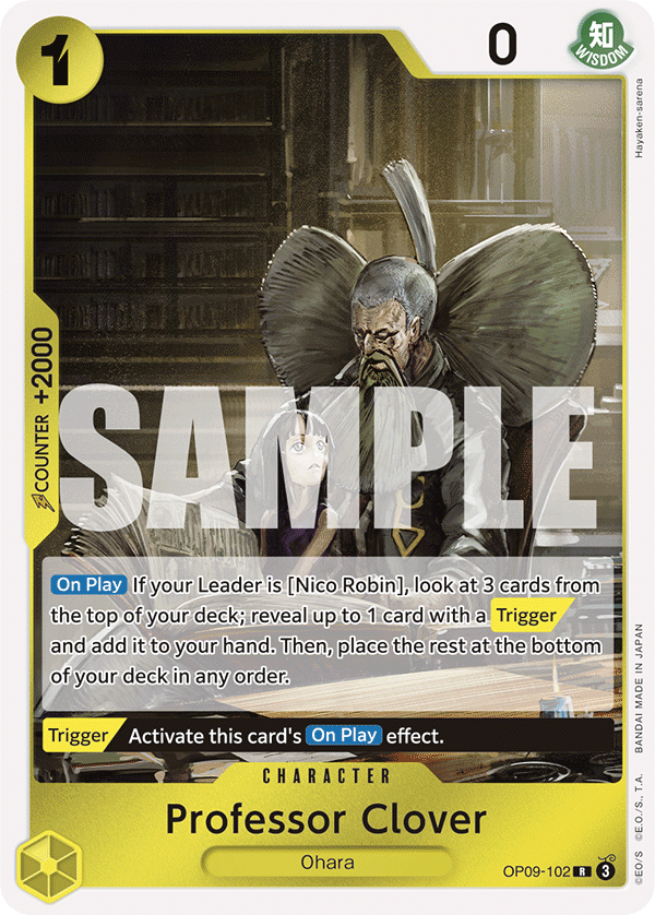 Professor Clover · Emperors in the New World · カード番号OP09-102 · 英語 · 加工・状態は未確認