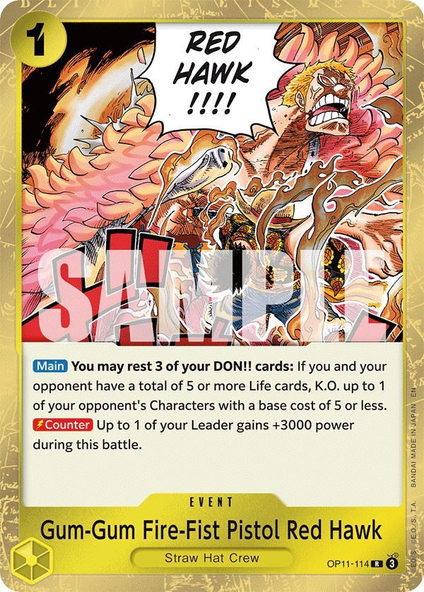 Gum-Gum Fire-Fist Pistol Red Hawk · A Fist of Divine Speed · カード番号OP11-114 · 英語 · 加工・状態は未確認