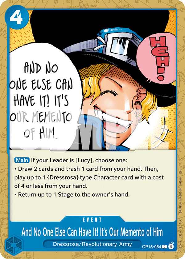 And No One Else Can Have It! It's Our Memento of Him · Adventure on Kami's Island · カード番号OP15-054 · 英語 · 加工・状態は未確認
