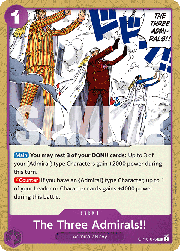The Three Admirals!! · The Time of Battle · カード番号OP16-076 · 英語 · 加工・状態は未確認