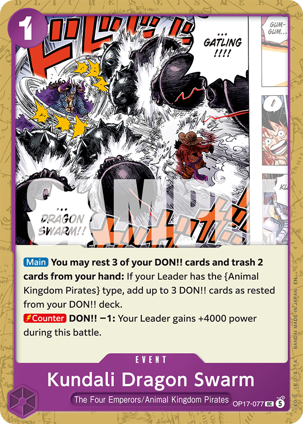 Kundali Dragon Swarm · The World's Strongest Warriors · カード番号OP17-077 · 英語 · 加工・状態は未確認