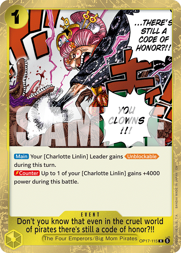 Don't you know that even in the cruel world of pirates there's still a code of honor?!! · The World's Strongest Warriors · カード番号OP17-115 · 英語 · 加工・状態は未確認