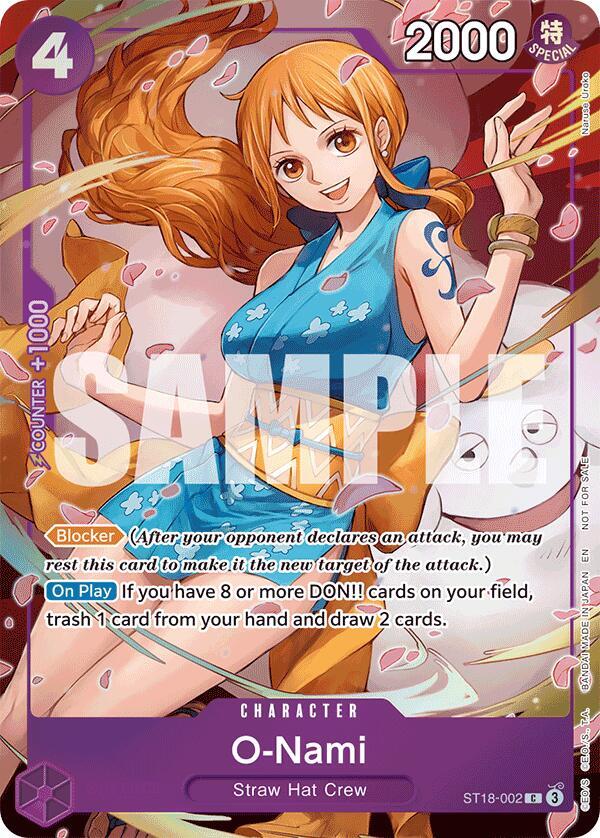 O-Nami · Starter Deck 18: PURPLE Monkey.D.Luffy · カード番号ST18-002 · 英語 · 加工・状態は未確認