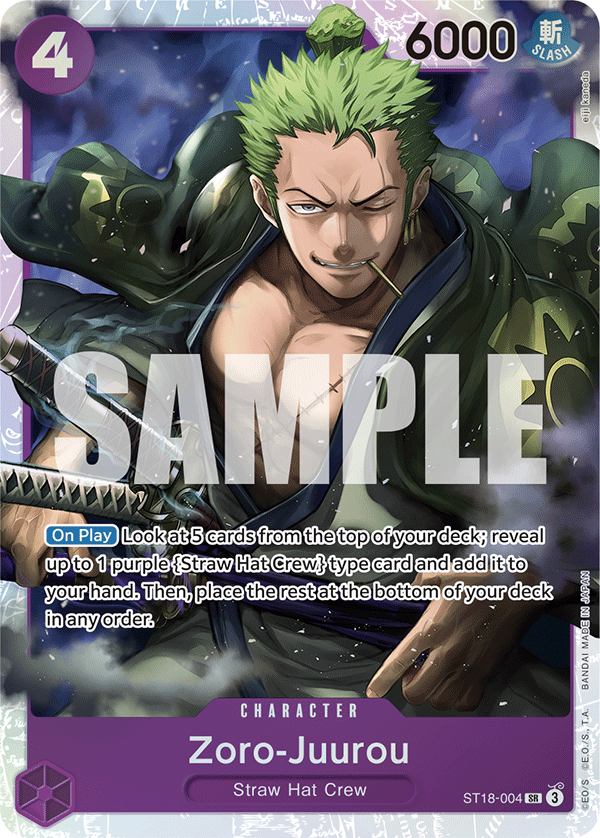 Zoro-Juurou (ST18-004) · Starter Deck 18: PURPLE Monkey.D.Luffy · カード番号ST18-004 · 英語 · 加工・状態は未確認