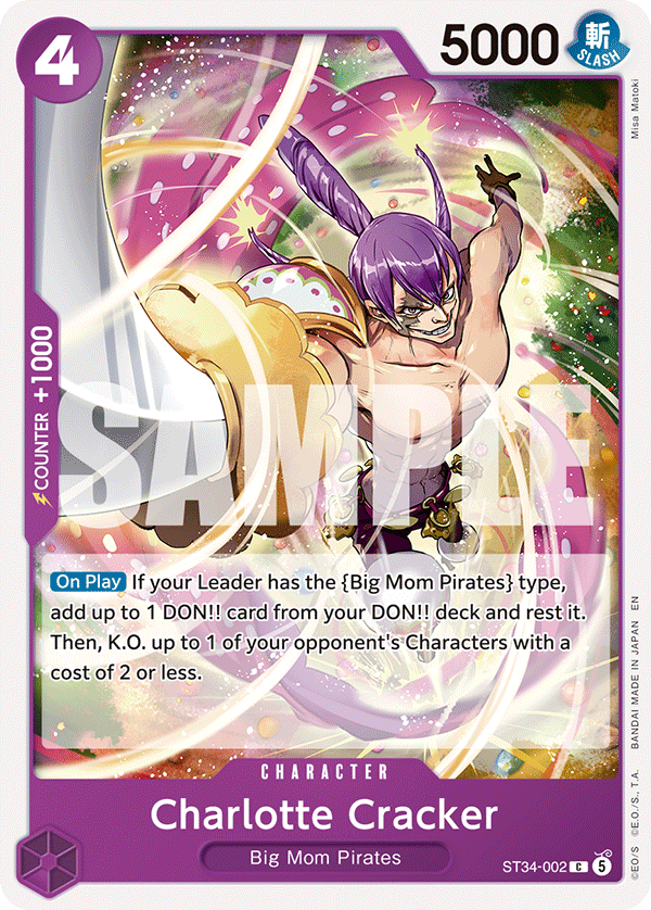 Charlotte Cracker · Starter Deck 34: PURPLE Charlotte Katakuri · カード番号ST34-002 · 英語 · 加工・状態は未確認