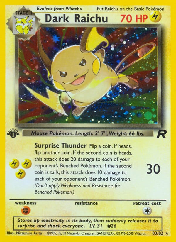 Dark Raichu · Team Rocket · カード番号83 · 英語 · holo · standard
