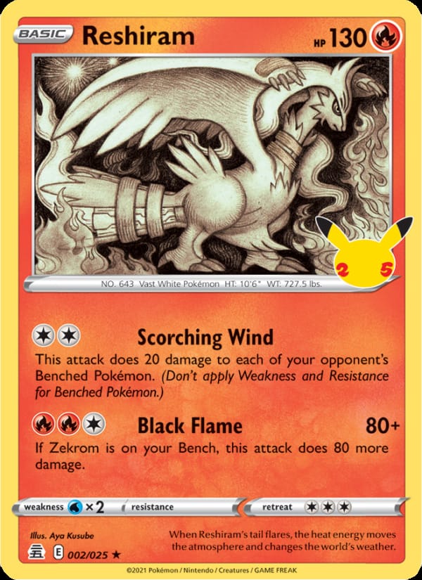 Reshiram · Celebrations · カード番号2 · 英語 · holo · standard