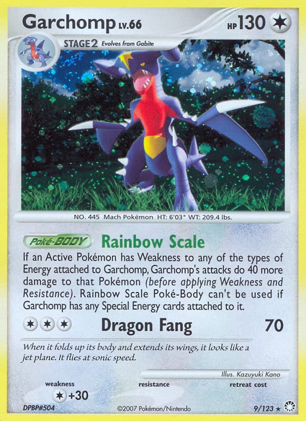 Garchomp · Mysterious Treasures · カード番号9 · 英語 · holo · standard